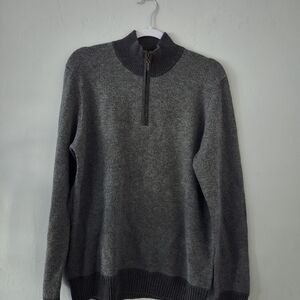 J. McLaughlin Gray Zip Up Sweater Timeless Knit Design